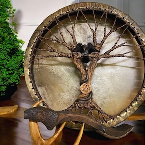 Shamanic Tree of Life Drum Handcrafted Colorful Meditation Drum