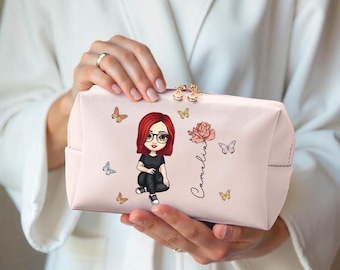 Monogrampouch Embroider Makeup Bag Custom Toiletry Floral Cosmetic Bag Monogram Pouch