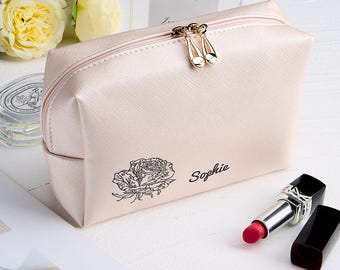 Monogram Makeup Bag Custom Name Embroidered Bag Bachelorette Gift Cosmetic Pouch