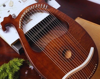 Lierharp - 16-snarig mahonie tokkelinstrument Ierse folkmuziekliefhebber Muzikaal cadeau beginner en professional, speciaal cadeau voor moeder