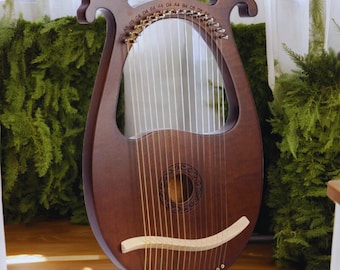 Regalo musical para ella: Arpa lira de 16 cuerdas de caoba, instrumento de música folk irlandesa. Regalo ideal para principiantes y profesionales. Día de la Madre.