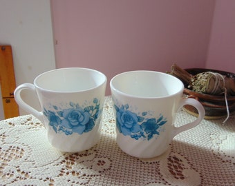 Vintage Blue Velvet Corelle Mugs By Corning