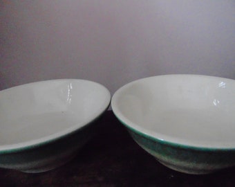 2 Green Ombre/faded Mayer China Beaver Falls, Pa. USA Restaurant Ware Bowls # 361 1940's to 60's