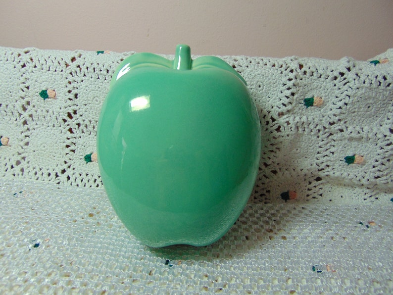 Red Wing Pottery Covered Apple Dish Turquoise 1940's Gypsy Trail line image 1