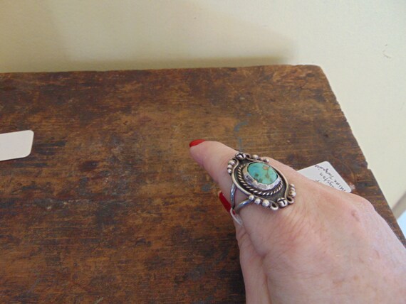Old Pawn Silver Royston Mine Turquoise Ring Unmar… - image 8