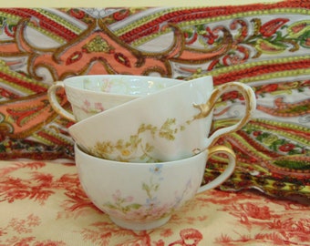 Vintage mismatched Dainty Limoges Tea Cups