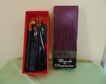 Vintage Wall Plaque Horse Brush and Shoehorn Set