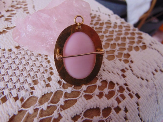 Antique Late 1800s Pink Chalcedony/Stone 10K Gold… - image 4