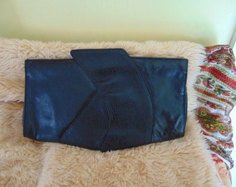 Rare Vintage Early 1980's Leather Borelli Large Clutch Handbag