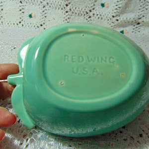 Red Wing Pottery Covered Apple Dish Turquoise 1940's Gypsy Trail line image 4