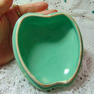 Red Wing Pottery Covered Apple Dish Turquoise 1940's Gypsy Trail line image 6