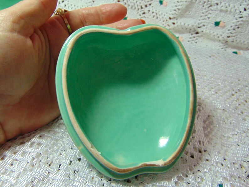 Red Wing Pottery Covered Apple Dish Turquoise 1940's Gypsy Trail line image 6
