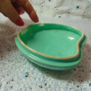 Red Wing Pottery Covered Apple Dish Turquoise 1940's Gypsy Trail line image 9