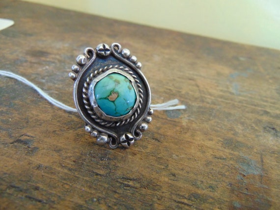 Old Pawn Silver Royston Mine Turquoise Ring Unmar… - image 4