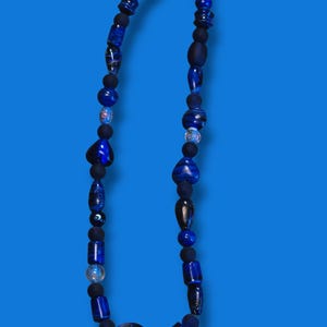 Deep Blue Sea Glass Bead Necklace