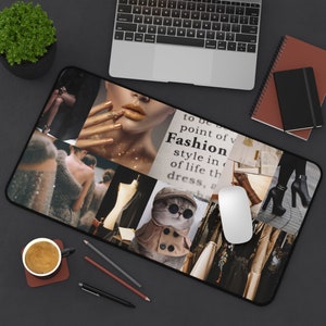 Fashion Mood Board Desk Mat, Vision Board Desk Decor, Home Office Accessories, Back to School Supplies, Model Mouse Pad, Girl Boss Aesthetic