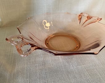 Pink Depression Glass Serving Bowl