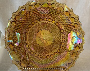 Vintage Indiana Glass Carnival Glass Marigold Diamond Point Plate