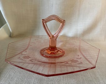 Pink Depression Glass Serving Plate