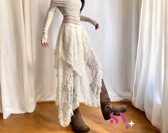 スカート 1900s Embroidered White Tulle Skirt 1900s Embroidered White Tulle Skirt