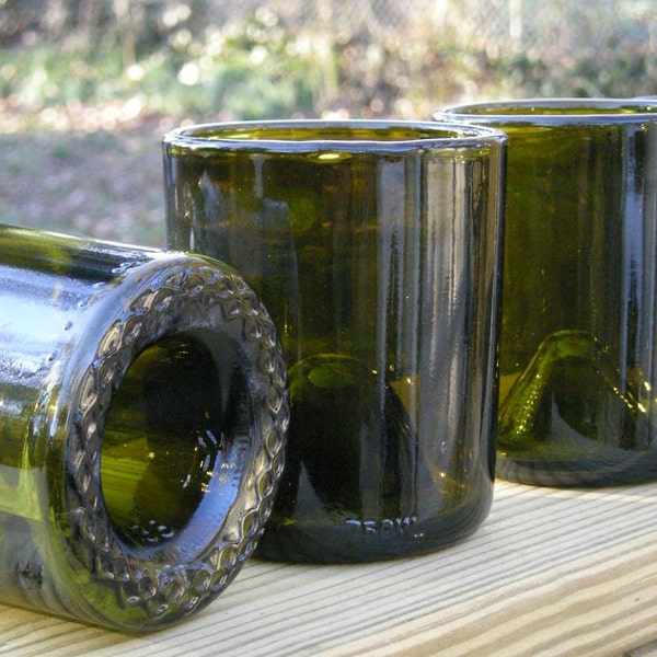 Matching Set of 8 recycled wine bottle glasses