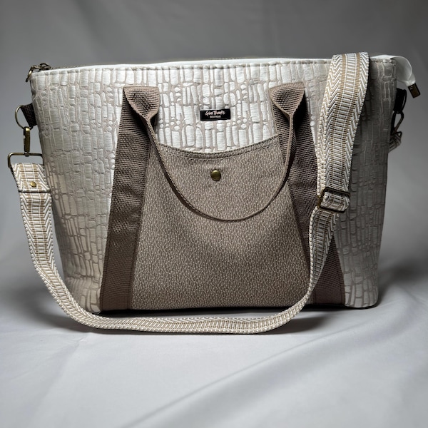 Handcrafted Oxbow Tote Bag, Upholstery Fabric, Crossbody Travel Bag