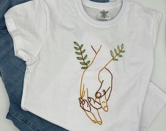 Hand-embroidered cotton t-shirts