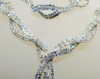 Vintage Strass Set - Strass Ohrringe, Halskette UND Armband - Hochzeit - Abschlussball - Glamourös - Braut Set