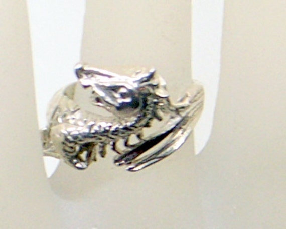 Vintage Sterling Dragon Ring  - Sterling Silver -… - image 2