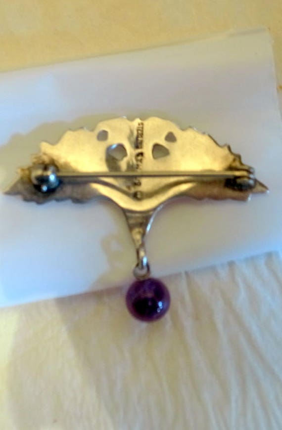 Broche Ancienne 'Chardon' En étain Et Strass - Style Art Nouveau - Angleterre Vintage