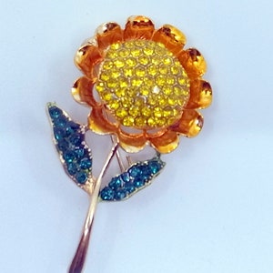 Große funkelnde Sonnenblume Brosche - Strass Sonnenblume Pin - ausgezeichneter Zustand - tolles Geschenk