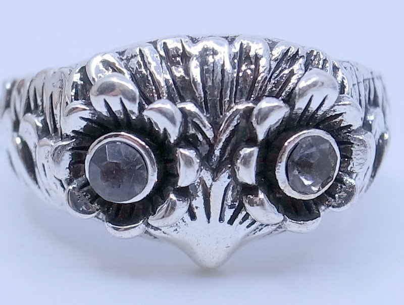 Silver Owl Band Ring - Owl Wedding Band - Size 6