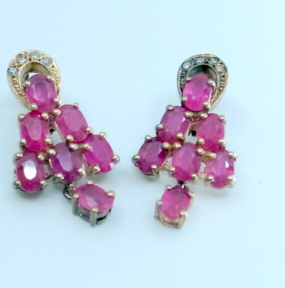 Vintage Ruby Earrings - With Dangle - 14 Gorgeous… - image 3