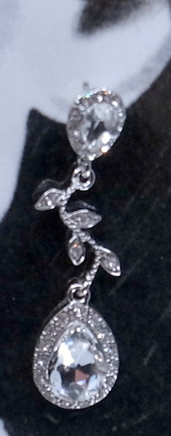 CZ Dangle Earrings - Wedding Earrings - Bling - L… - image 8