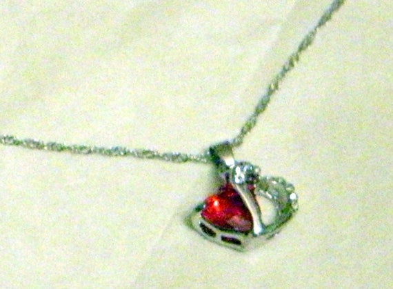 Valentine Heart Necklace - Red Heart - Double Hea… - image 3