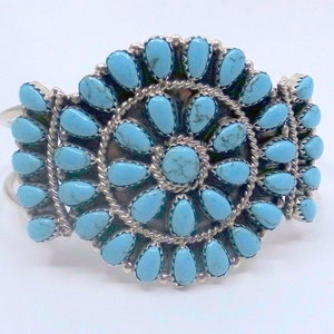 Navajo Zuni Needlepoint Wide Cuff Bracelet - Sterling - SIGNED - 6 to 8 Inch + - Quality Bezel  - Beautiful Workmanship