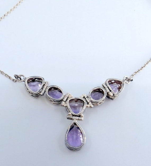 Vintage Amethyst Necklace - 6 Big Sparkling Stone… - image 10