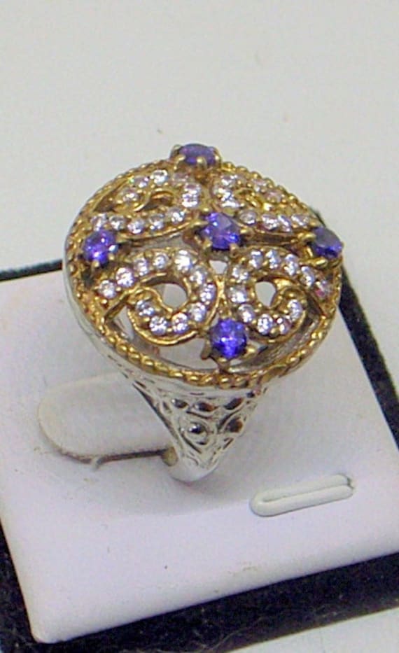 Vintage Amethyst Ring,Ottoman Design,Sterling Silv