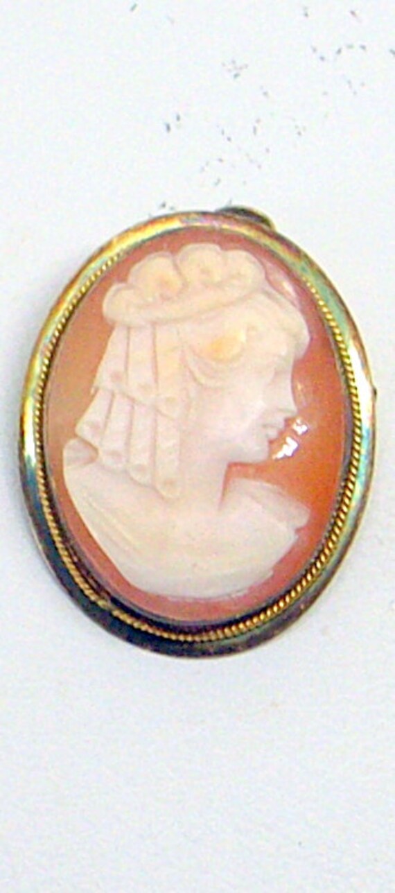 Victorian Sterling Cameo Pin Pendant And Earrings… - image 3