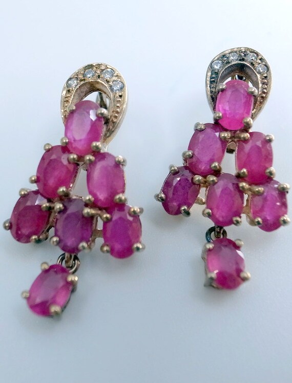 Vintage Ruby Earrings - With Dangle - 14 Gorgeous… - image 1