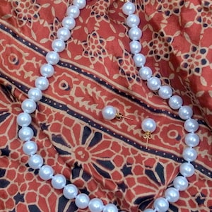 Ayoka Pearl Necklace AND Pearl Stud Earrings - Never Worn.  Big 11mm Pearls - June Birthstone