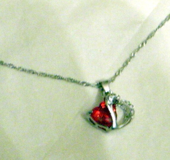 Valentine Heart Necklace - Red Heart - Double Hea… - image 6