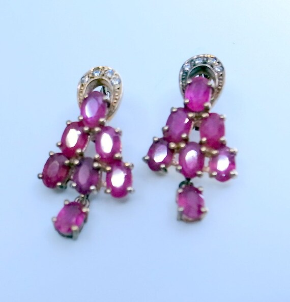 Vintage Ruby Earrings - With Dangle - 14 Gorgeous… - image 7