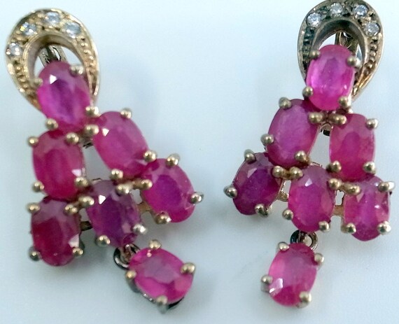 Vintage Ruby Earrings - With Dangle - 14 Gorgeous… - image 4