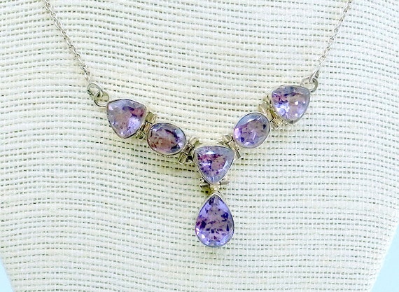 Vintage Amethyst Necklace - 6 Big Sparkling Stone… - image 5