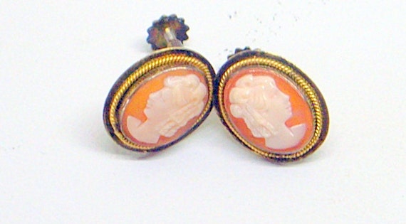 Victorian Sterling Cameo Pin Pendant And Earrings… - image 2