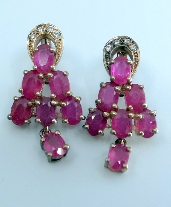 Vintage Ruby Earrings - With Dangle - 14 Gorgeous… - image 2