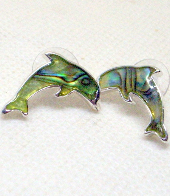 Vintage Dolphin Earrings Green Earrings - Green Do