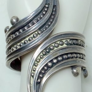 Vintage Taxco Sterling Cuff Bracelet - Clamper Bracelet - Mexico Silver - 4 Inches Tall!   Old Eagle Mark