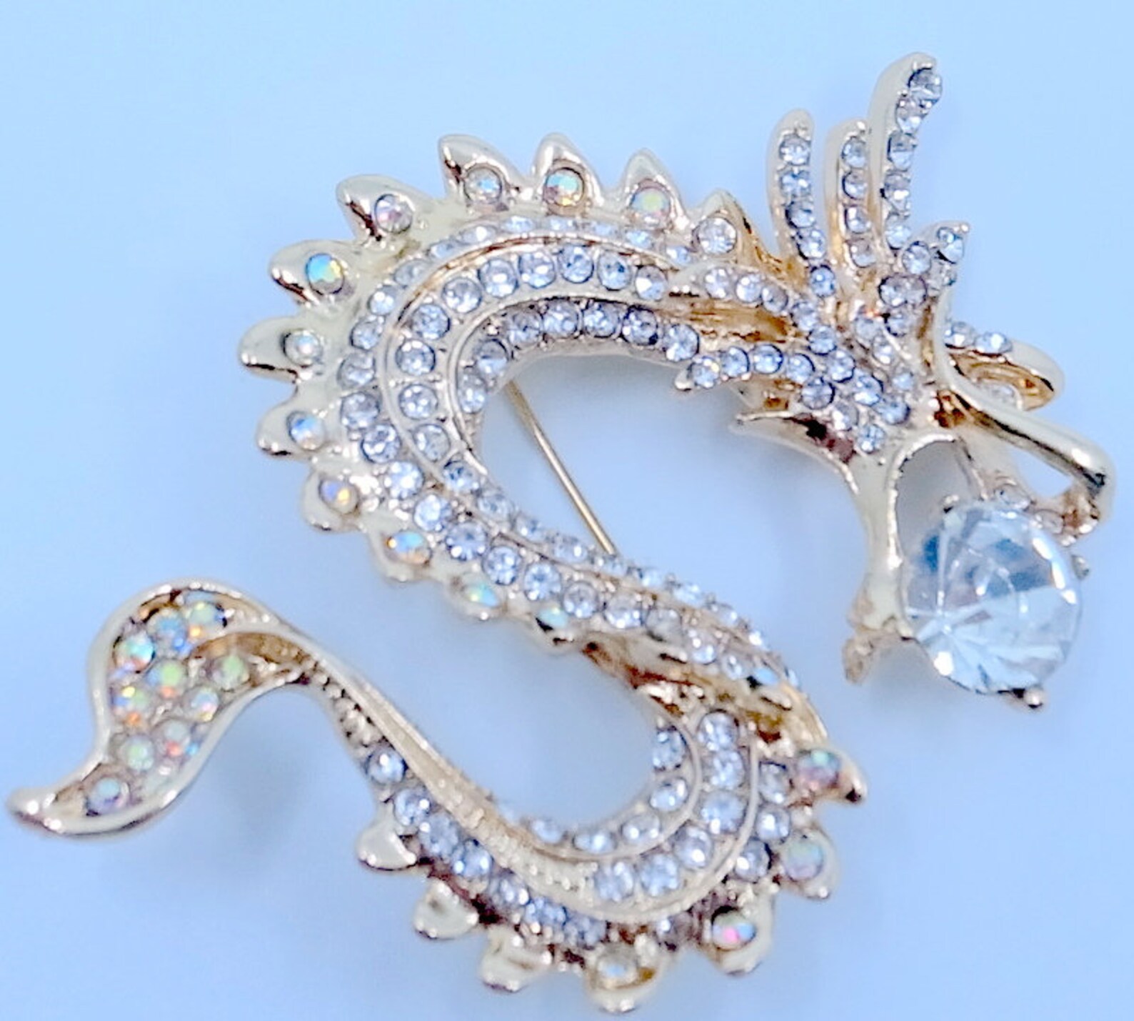 Dragon Brooch Rhinestone Bling BIG Statement Piece Etsy UK